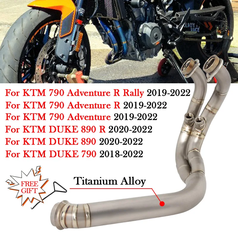 Für KTM DUKE 790 890 Adventure R Rally 2018 - 21 2022 Motorrad Auspuff Schalldämpfer Escape Moto Rohr Titan-Legierung Vorderes Verbindungsrohr