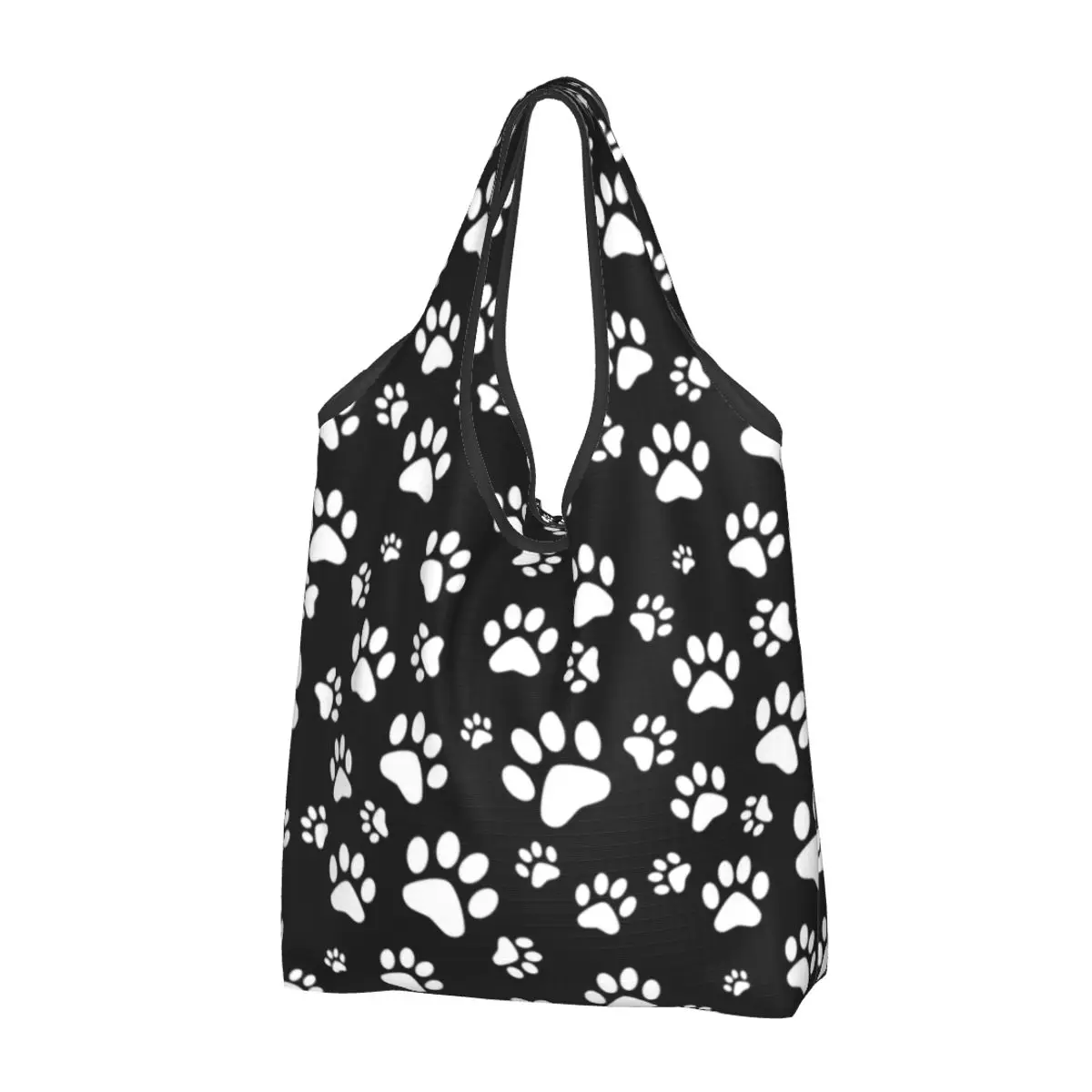 Cute Dog Paw Print Love Pattern Best Gift Shopping Tote Bags Portable Animal Footprint Groceries Shoulder Shopper Bag