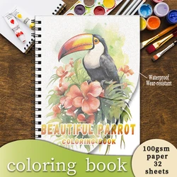 Coloring Book - 8.3 x 11.2 inches 32 pages of beautiful parrot coloring book - ideal gift for family or friends