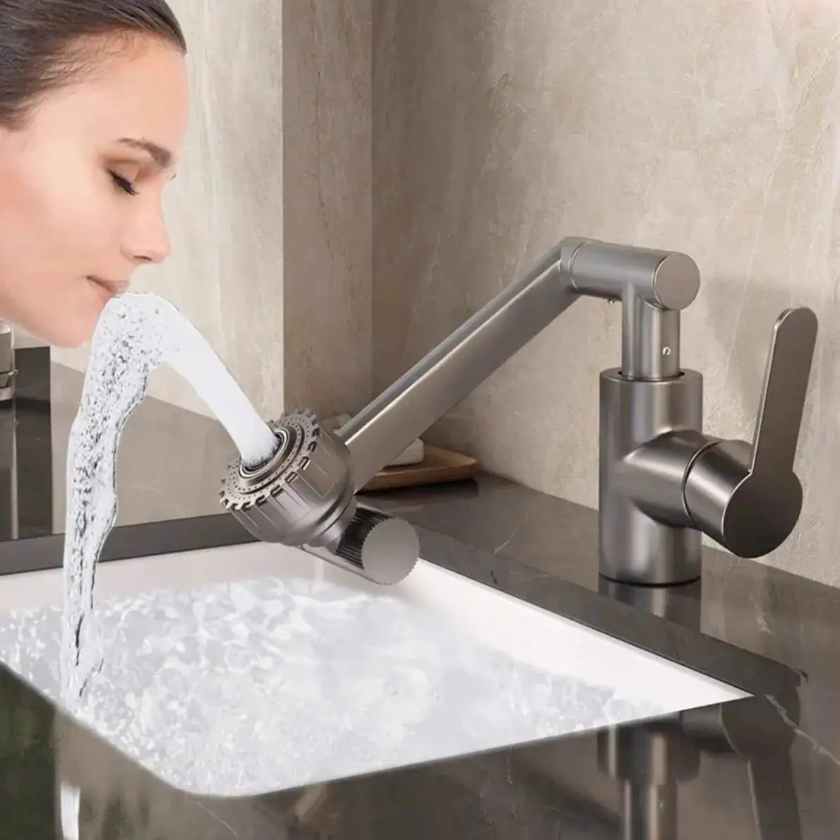 

Dual Mode Universal Rotating Faucet Robotic Arm Kitchen Bathroom Hot And Cold Household Wash Basin Sink