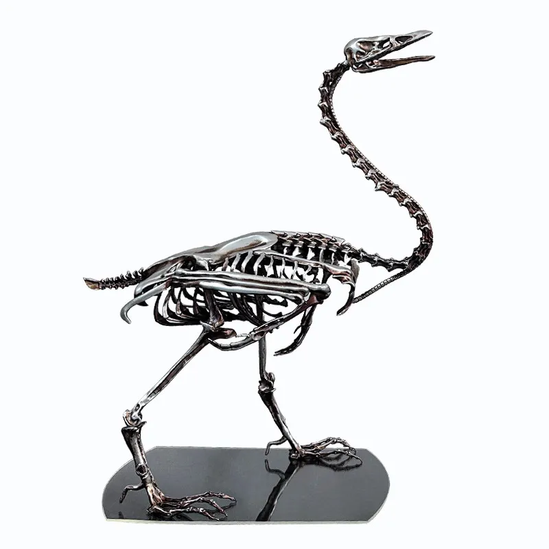 Neoclassical light luxury simulation dinosaur skeleton model ornament room metal bird skeleton soft decoration