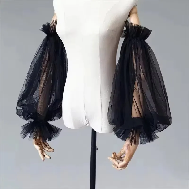 Weiche Gaze-Ärmel, modische Hochzeitsärmel, abnehmbare, laternenförmige lange Handschuhe, Hochzeitskleid-Accessoires, Boho-Chic-Mode