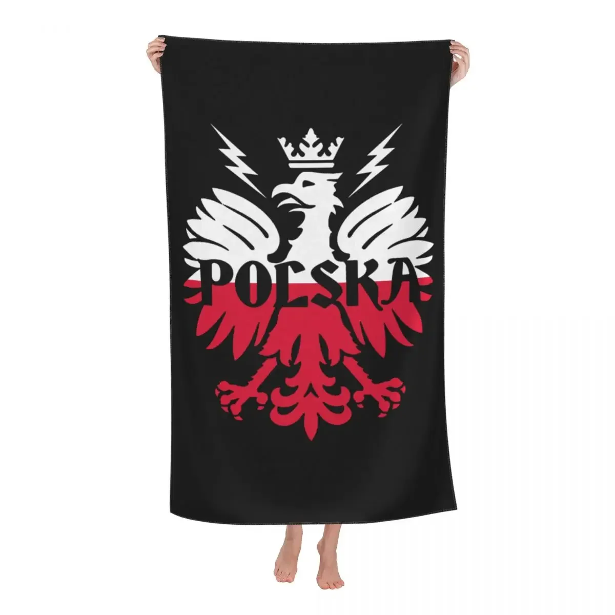 Customized Polska Polish Eagle Beach Towel Poland Pride Soft Linen Microfiber Shower Towels