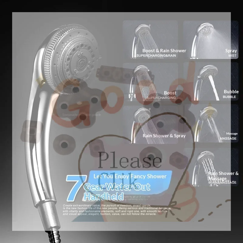 

【HG】Adjustable Shower Head Easy To Use Stainless Steel Multifunction Bathroom Fixture 7 Modes Bathroom Accessories Home