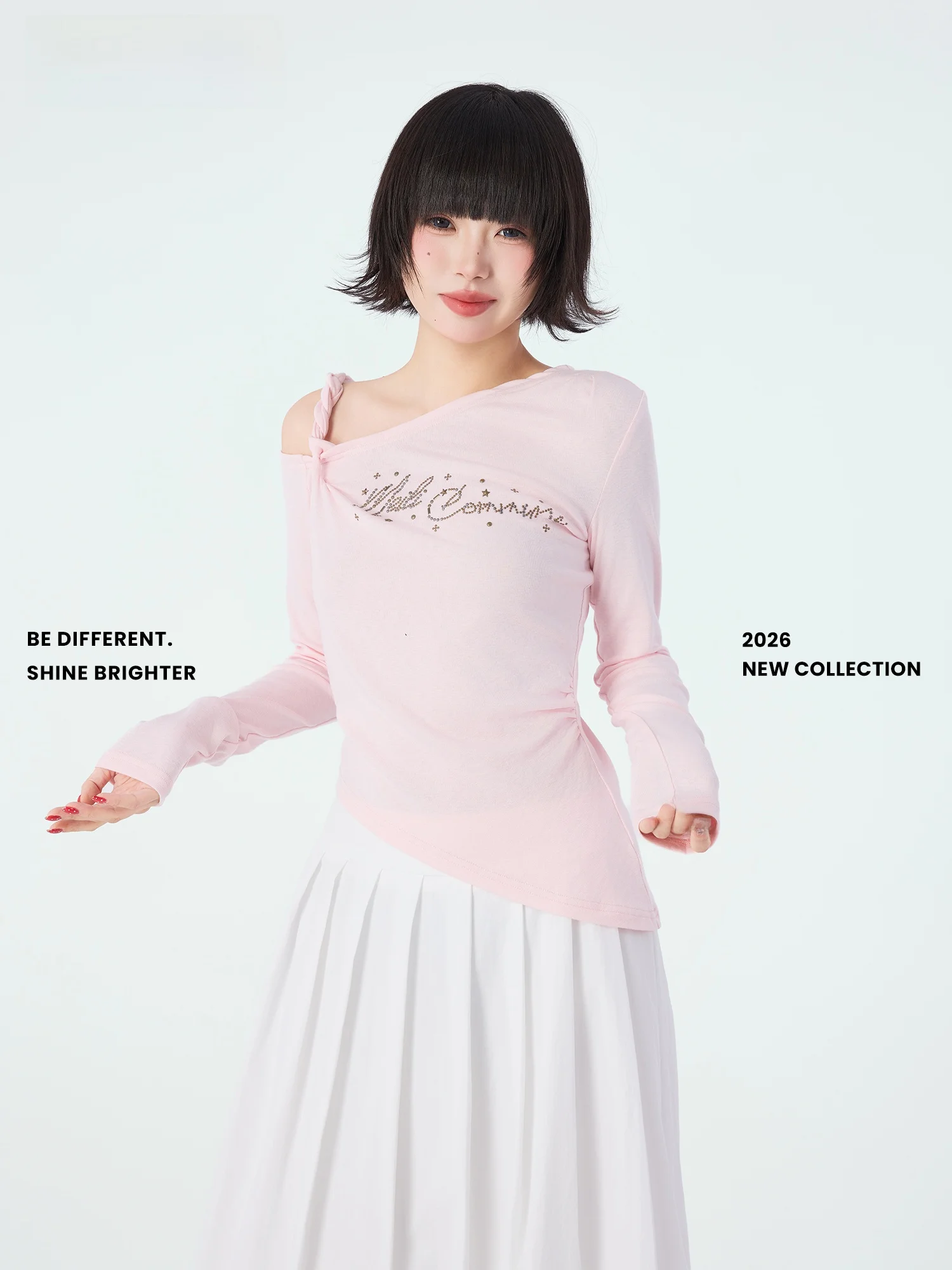 

Новинка Didimax: Вязаный топ Pinki P Pinki Sweet Sle с открытыми плечами, с узором «косы», стильный, милый, женский, из хлопка, длинный рукав