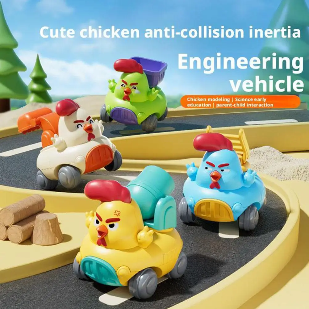 Trek auto traagheidsvoertuig terug, schattig cartoon bouwtechniek vrachtwagen speelgoed, mini wrijving power model auto voor kinderen cadeau