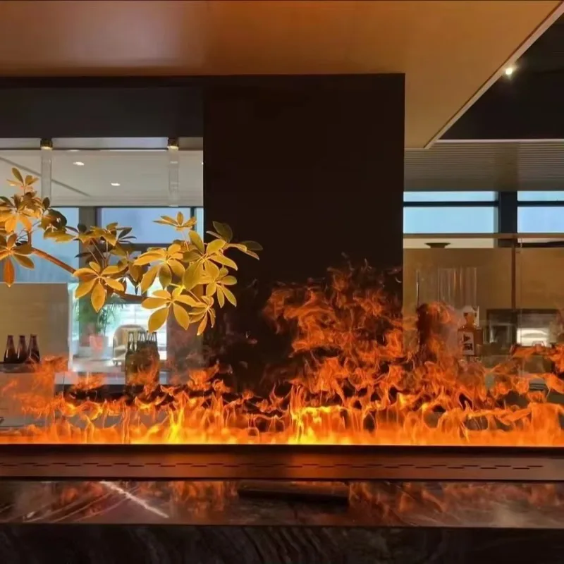 

Hot Selling Modern 3D Water Vapor Steam Fireplace 750mm Linear Steel Insert With Realistic Flame Remote Control For Villas