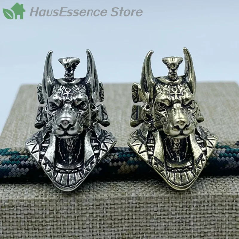 ※Ancient Egypt Death  Jackal Nozzle Assembly Brass EDC Knife Beads DIY Paracord Woven Lanyard Pendants Jewelry Outdoor