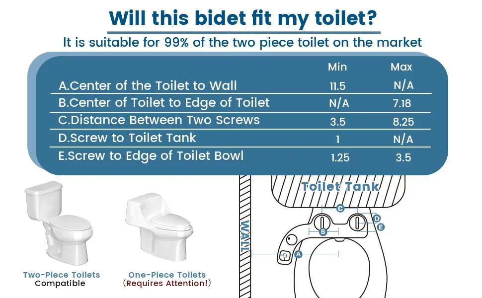 SAMODRA Knopf-Bidet – nicht elektrisch, selbstreinigende Doppeldüse (vorne und hintere Waschung), Süßwasser-Bidet, Toilettensitzaufsatz – Detail 4