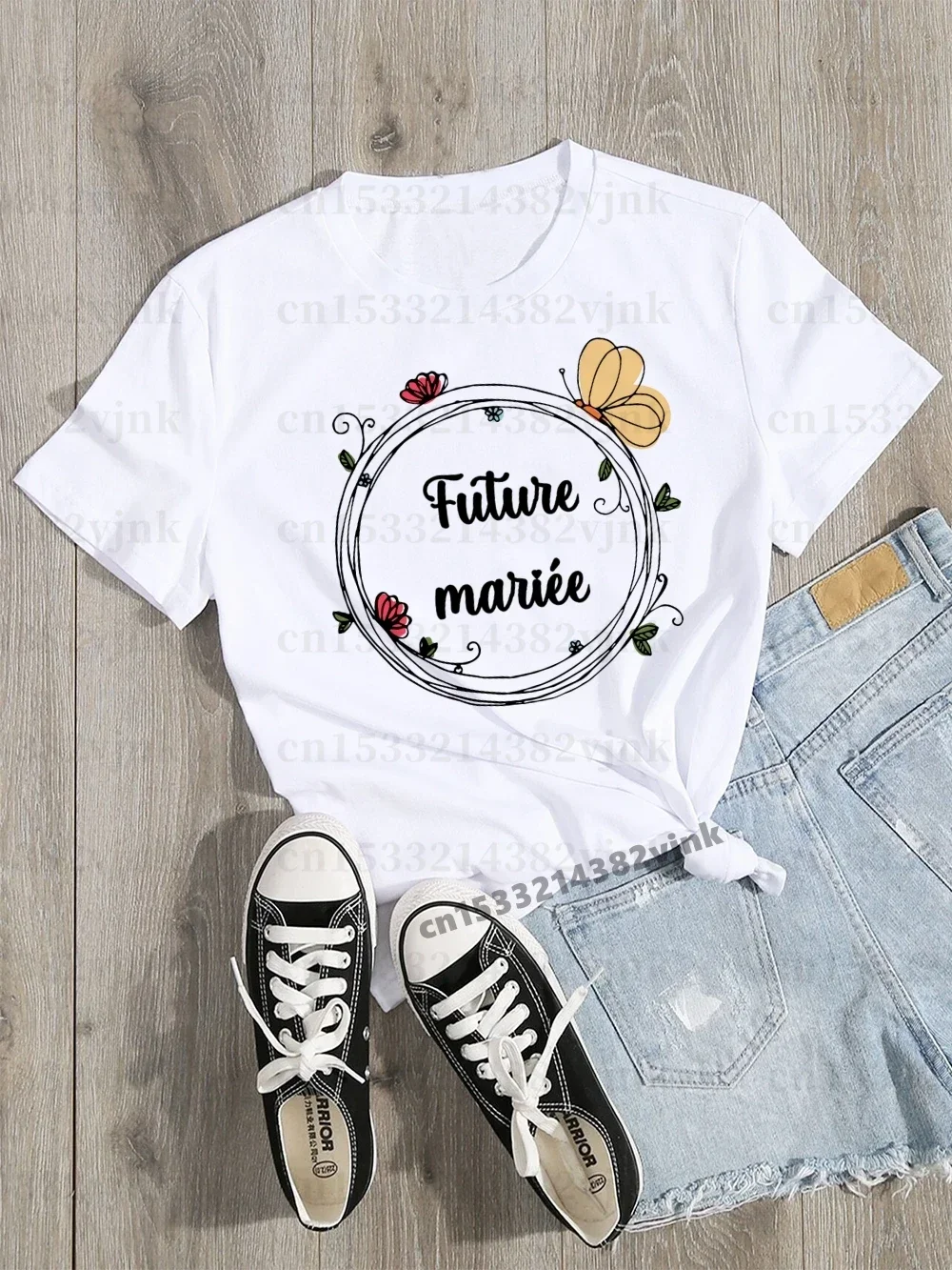 Women 2024 Summer Tee Shirt Future Mariee Team Bride Wedding Party Casual ladies basic O-collar White Black Short Sleeve T-shirt