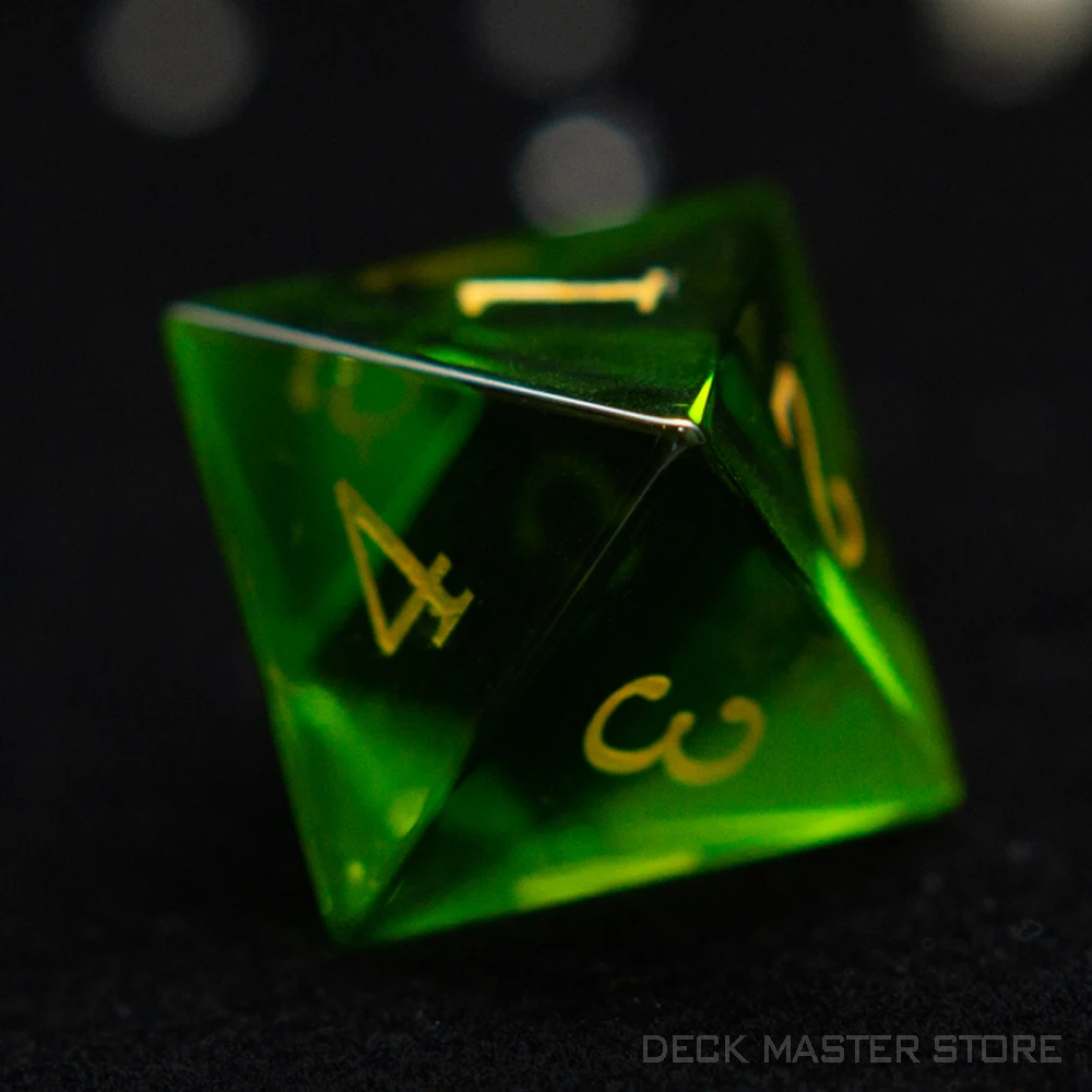 Green Glass Dice Polyhedral Gemstone Various Shapes Digital D20 DnD Dice for D&D TRPG Tabletop Games Board Games Dice