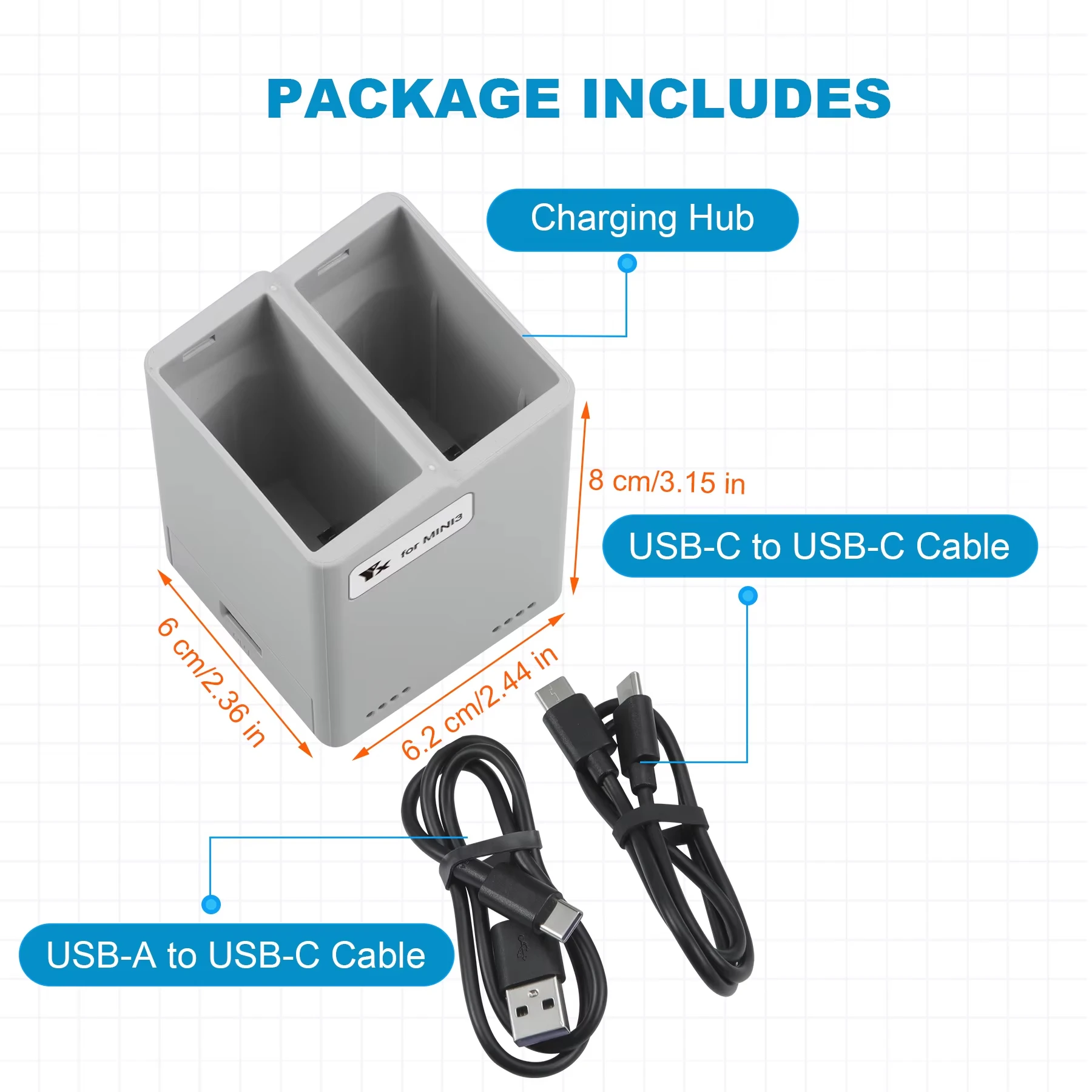 For DJI Mini 3Pro/4Pro Battery Two Way Charging Hub Drone Battery Charger for Mini 3/3Pro/4Pro Series Drone Accessories