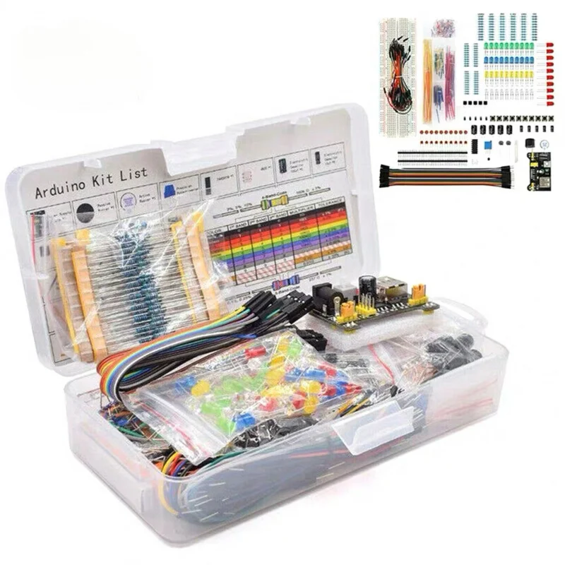 Beginner's Electronic Starter Kit Boxed 830 Hole Breadboard Compatible with UNO R3 Component Package MB-102