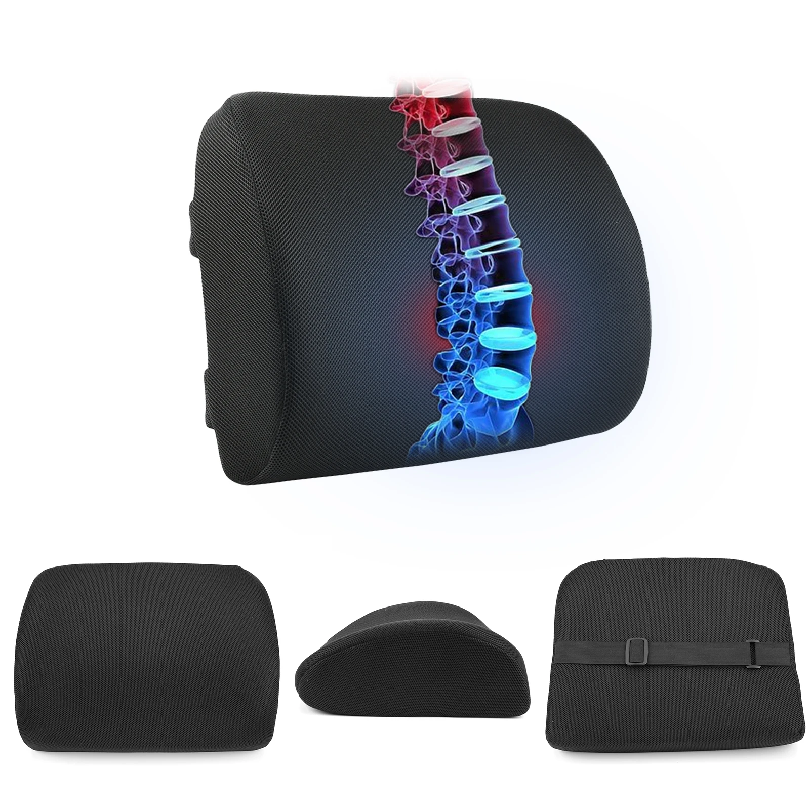 Designed Back Rest Office Chair Lumbar Support Cushion Relieve Back Pain Ergonomic Memory Foam Lumbar Cushion