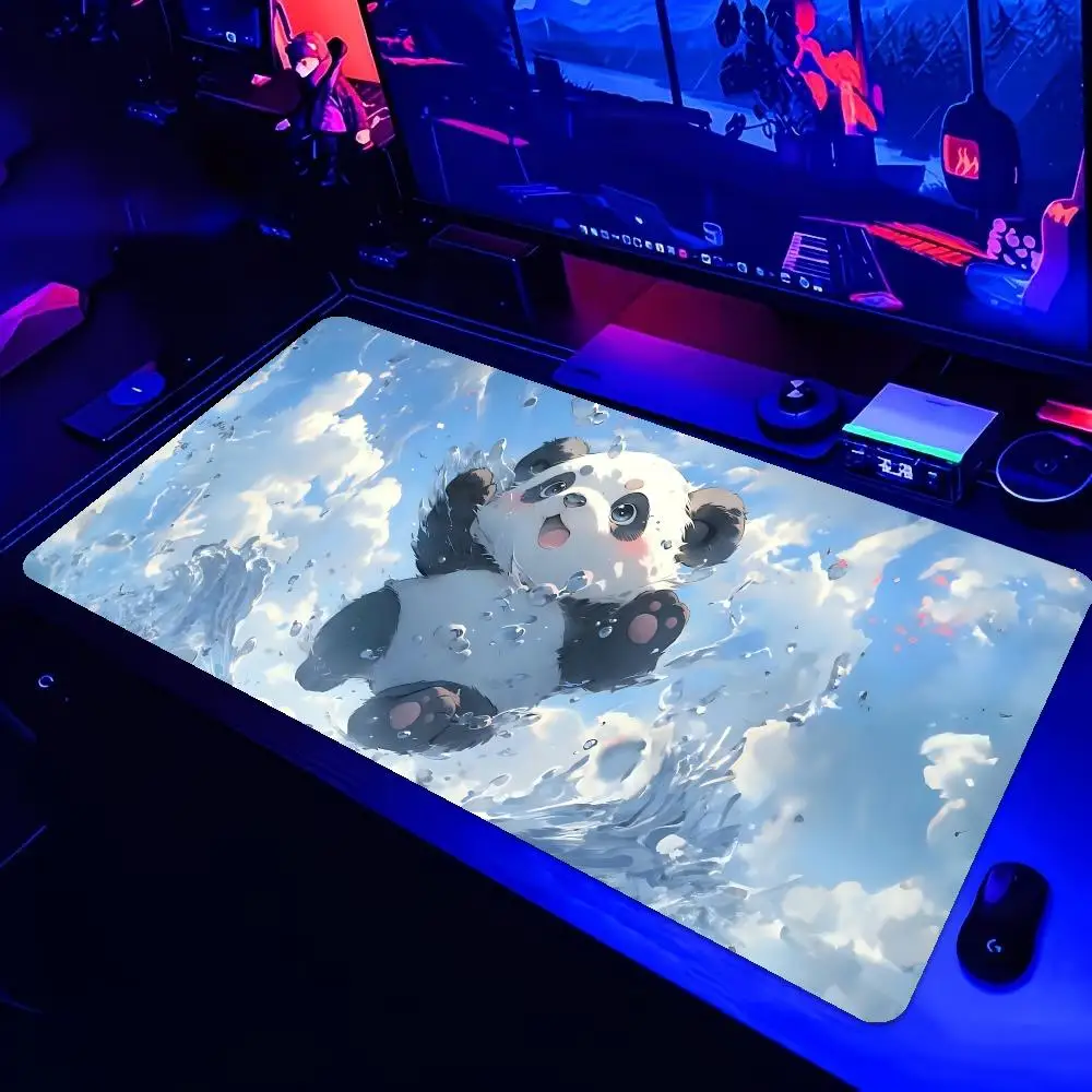 XXL Mousepad Kawaii Duck Pond Plant Splash Panda Sky Art Rubber Overlocked Keyboard Gaming Desk Mat PC Gaming Desktop Mats