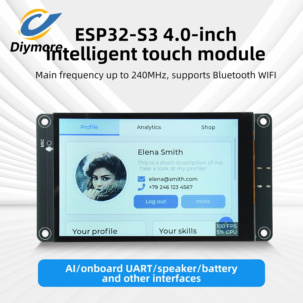ESP32-S3 4 Inch IPS Touch Screen WiFi Bluetooth Development Board Audio Mic Speaker TF Card XiaoZhi AI Voice Chat DIY IoT