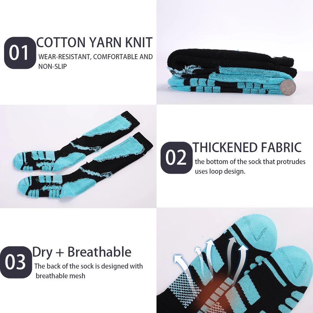 L●Mirror 2 Pairs Knee High Ski Socks-Thermal Winter Warm Sports Performance,Casual Boot Hiking Snowboard Socks for Women Men