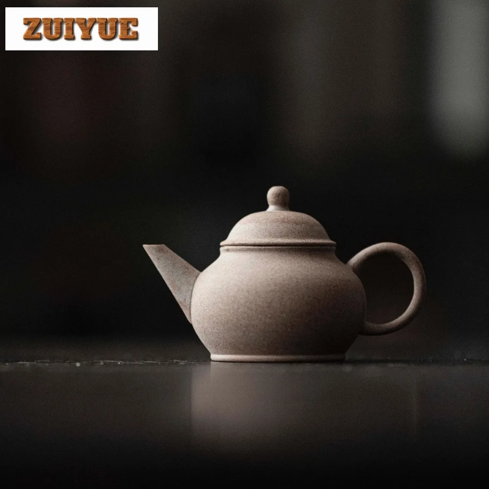 80ml Retro Quarterly Kiln Ceramic Teapot Handmade Pre-burn Pot with Filter Retro Small Pottery Kettle Kung Fu Tea Set Gifts