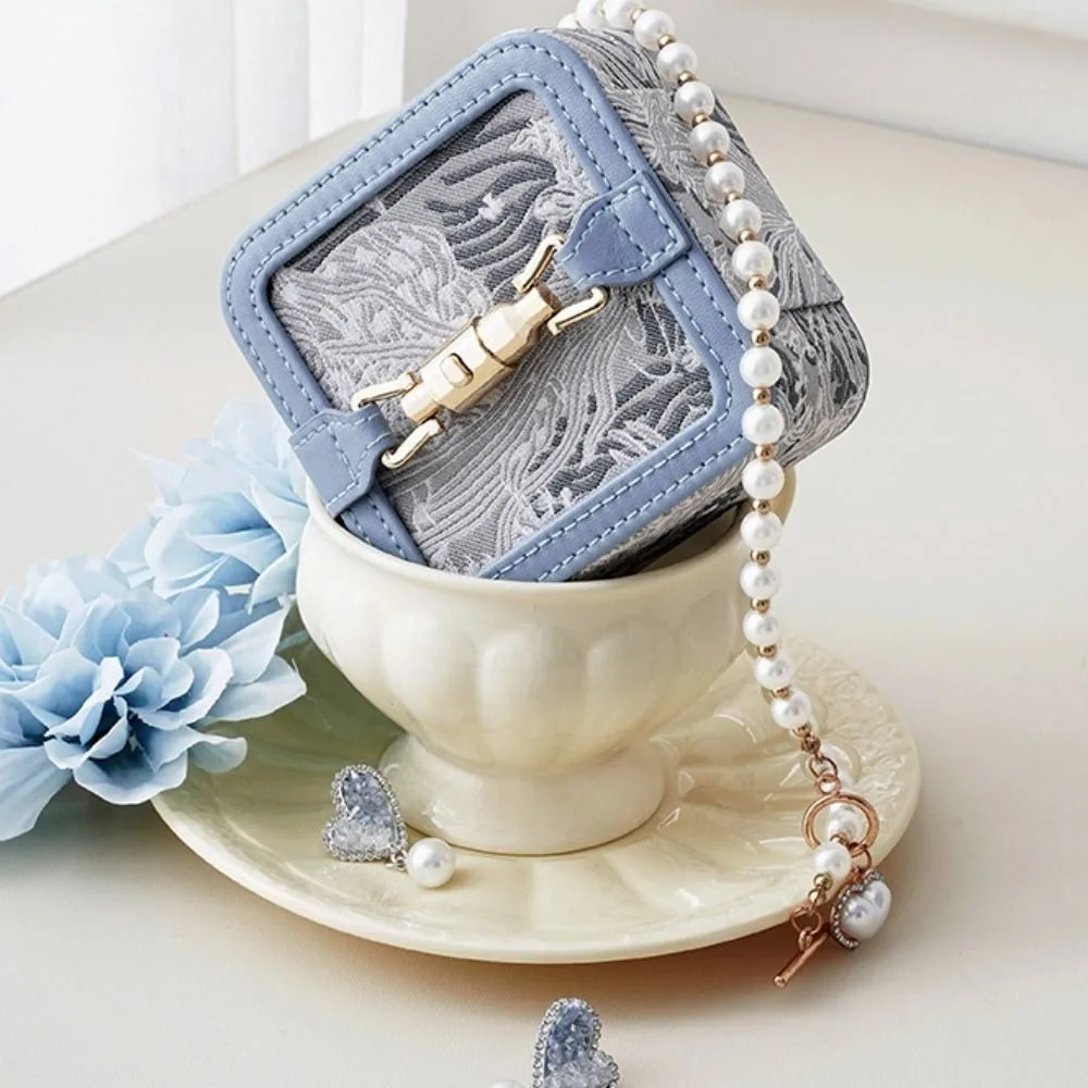 Embroidery Jewelry Packing Box Flower Necklace Earrings Jewelry Storage Case Organizer Rings Bracelet Jewelry Holder Vacation