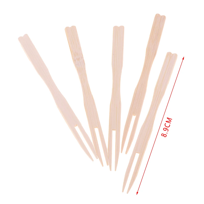 80/100PCS Disposable Bamboo Catering Forks Fruit Stick Finger Food Pick Aperitif Picks Plastic Appetizer Antipasti  Bamboo Forks