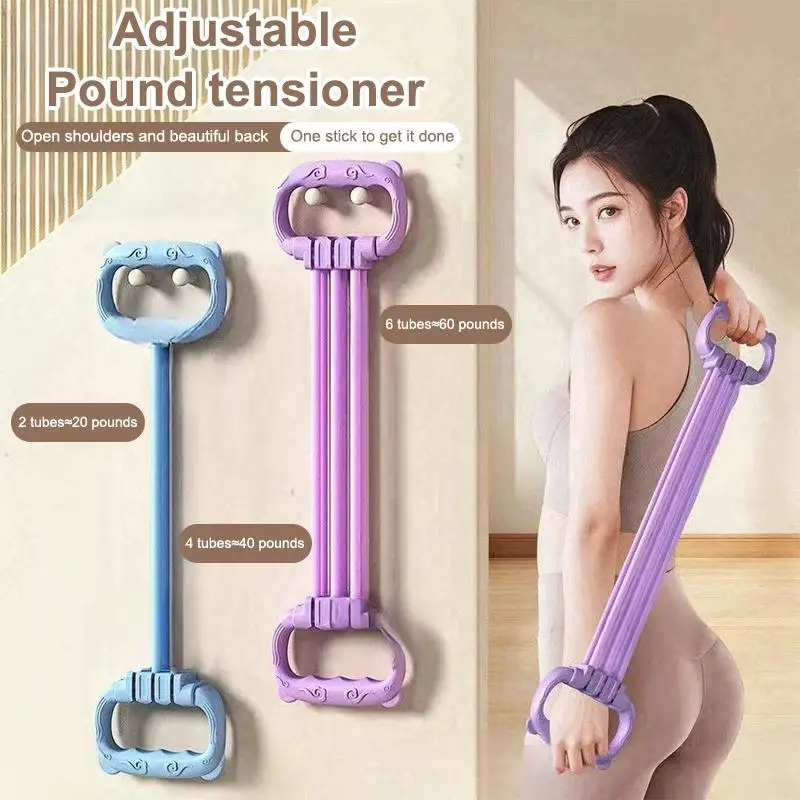 exquisite1PC Adjustable Fitness Tensioner With 15 To 90 LBS Resistance For Home Yoga Workout Back Shaping Posture Improvement