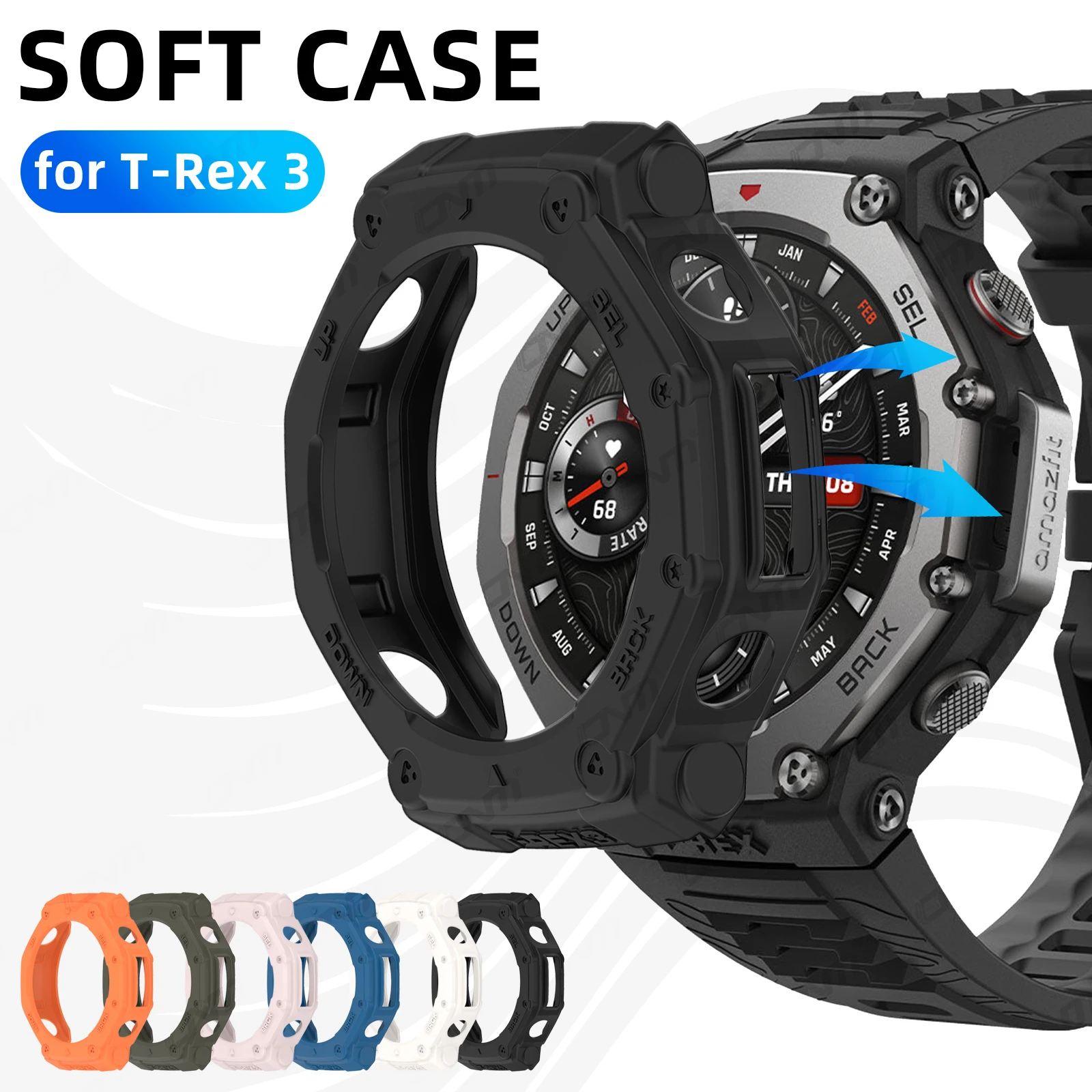 

Silicone Case for Amazfit T-Rex 3 Flexible Soft TPU Protective Bumper Case for TRex 3 T Rex 3 Cover Protector Accessories