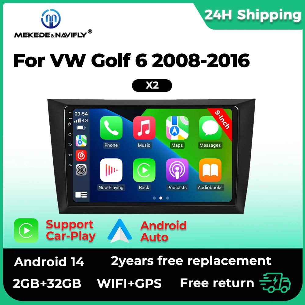 Rádio do carro de android 14 2 din 9 polegadas para volkswagen vw golf 6 vi 2008-2016 sistema de áudio do carro reprodutor multimídia navegação estéreo gps
