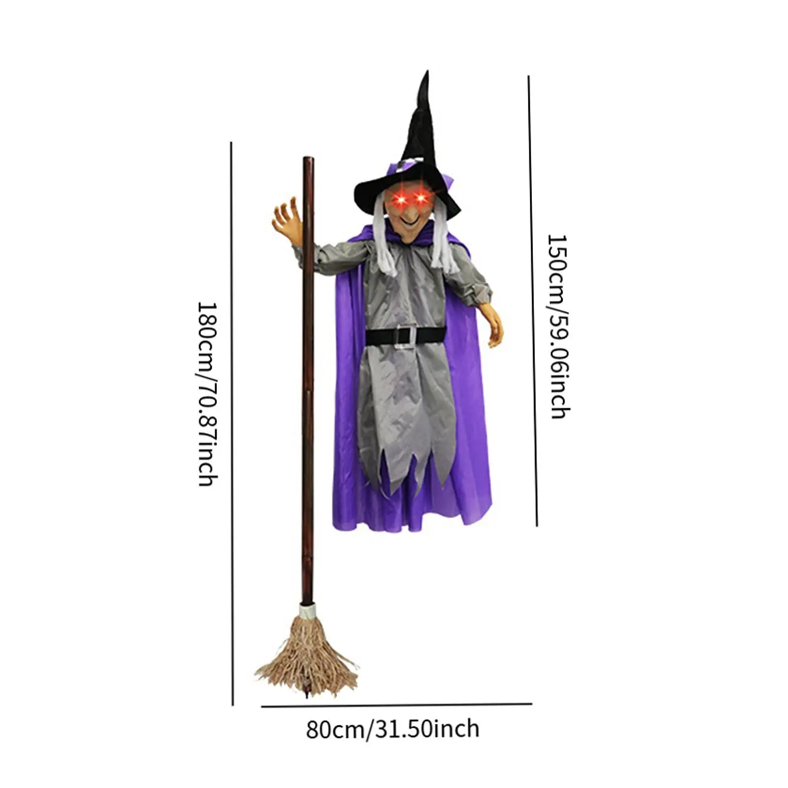 ساحرة متحركة معلقة للهالوين، دعامة زحف منزل مسكون، للزينة الخارجية والداخلية، ديكورات ساحة الحديقة