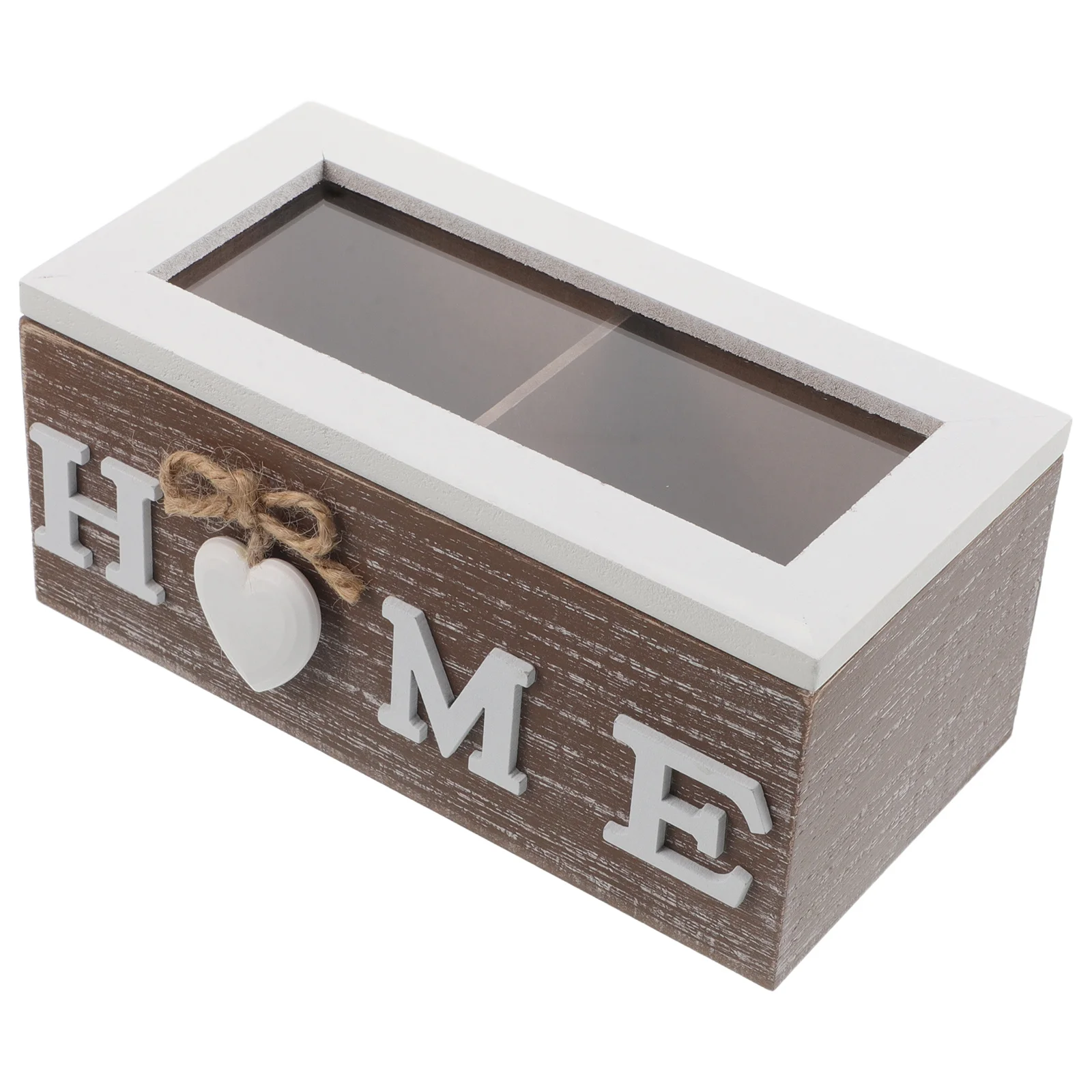 

Retro Wooden Storage Box Divided Compartments Vintage Tea Organizer Rustic Style Container for Accessories Spices Coffee Station