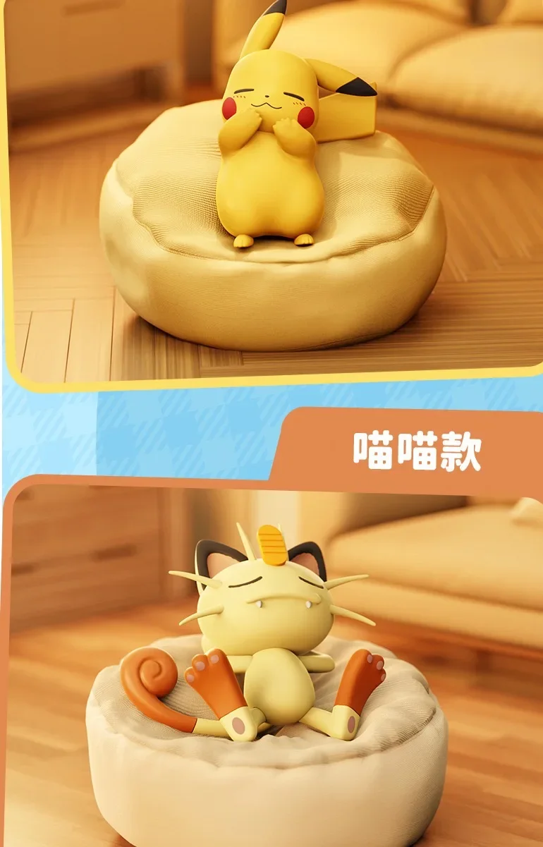 Pokemon Anime Actionfiguren Freizeit-Serie Blindbox Schlafposition Ornament Pikachu Meowth Rowlet Modellfiguren Geschenk – Detail 4