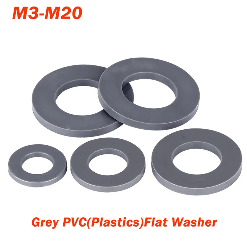 

20/50 шт. плоские прокладки из ПВХ M3 M4 M5 M6 M8 M10 M12 M14 M16 M18 M20 серая пластиковая шайба уплотнительное кольцо изоляционная прокладка плоская прокладка