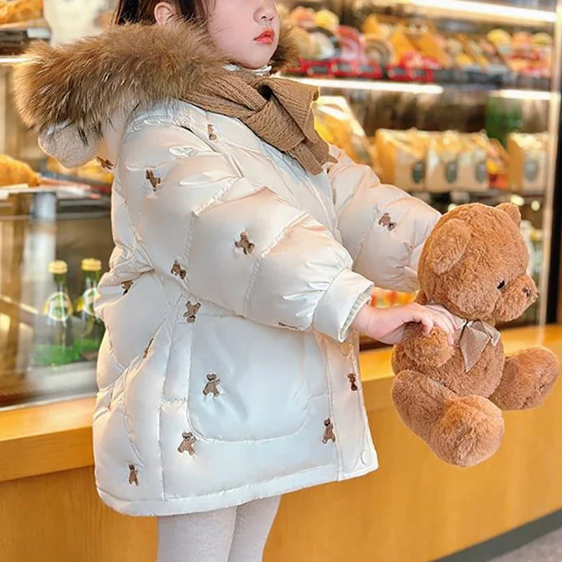 New Keep Warm Winter Jacket for Girls Coat Fashion Hooded Children Outerwear Clothing Teenage Kids Parka Coat 2-12 Years