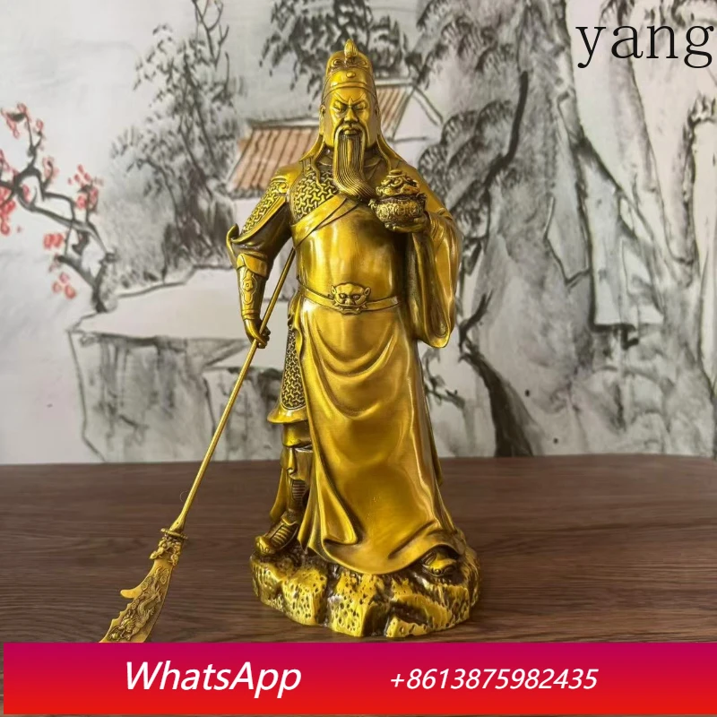 

LTT Large Pure Copper Guan Gong Statue Guan Gong Bronze Buddha Statue Sculpture God of Wealth Brass