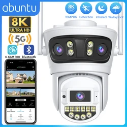 15MP 8K Three Lens Wifi Surveillance Camera Outdoor Three Screens 2.4G/5G Wifi Security Camera 5X Digital Zoom Human Detection