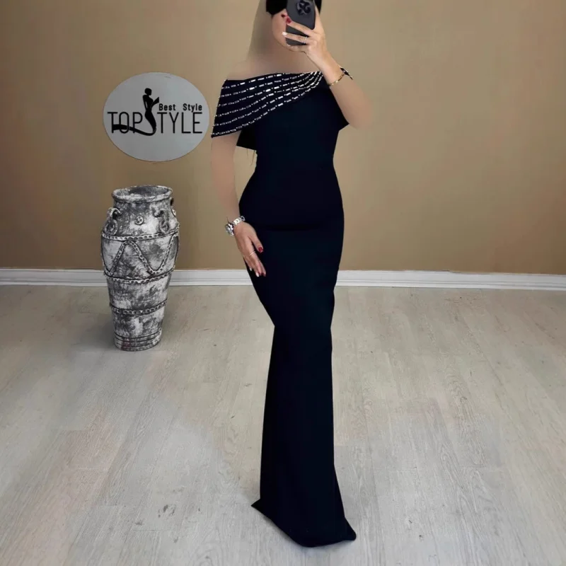 

Multicolor Off-Shoulder Sleeveless Diamond Sexy Socialite Bandage Long Dress Gown