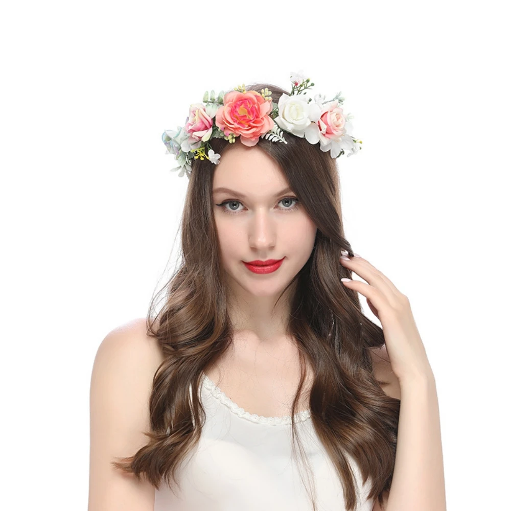 

Изысканная женская повязка на голову в стиле бохо с крупными цветами, венок-корона с лилиями, свадебная тиара, аксессуар для волос, гирлянда для девочек
