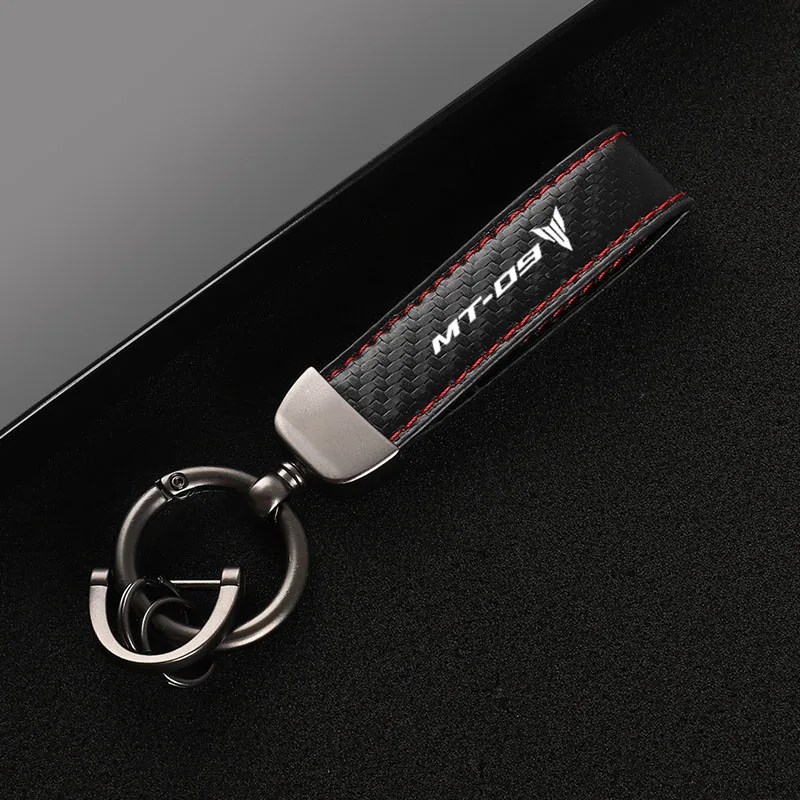 

Leather Motorcycles keychain horseshoe buckle jewelry key chain for Yamaha MT09 MT-09 with logo Accessories