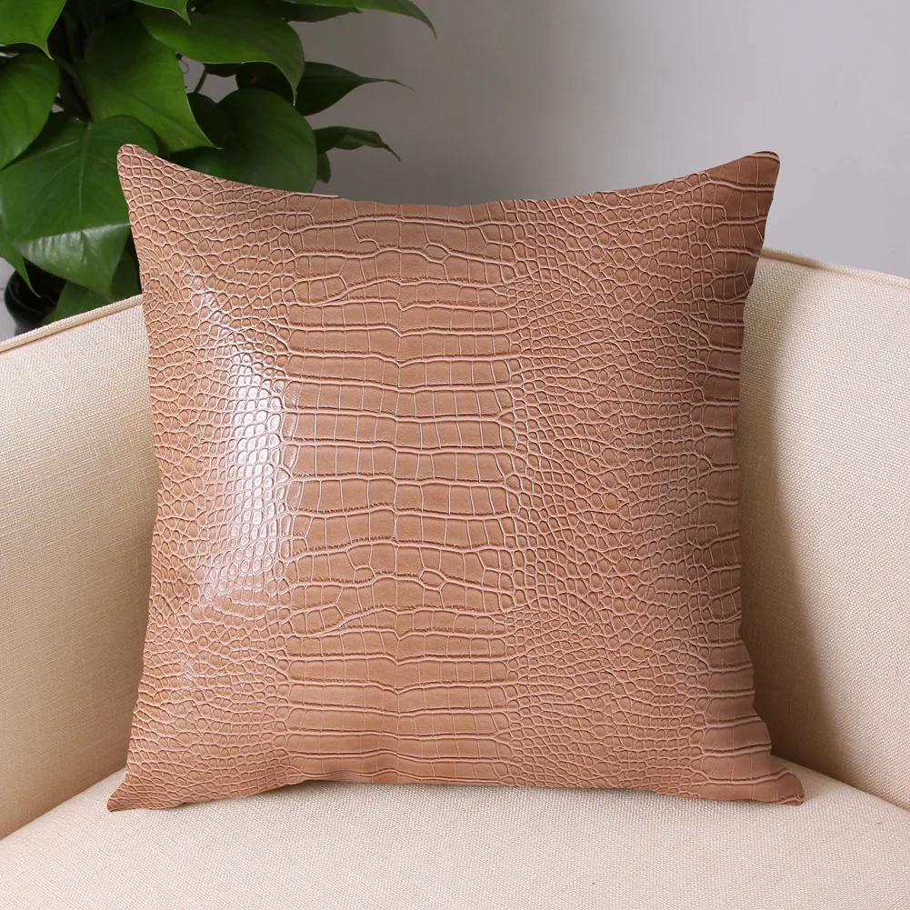 

Modern Minimalist Style Throw Pillows Leather Colored Crocodile Pattern Pillow Case Sofa Square Pillow Cushion Cover Room Decor