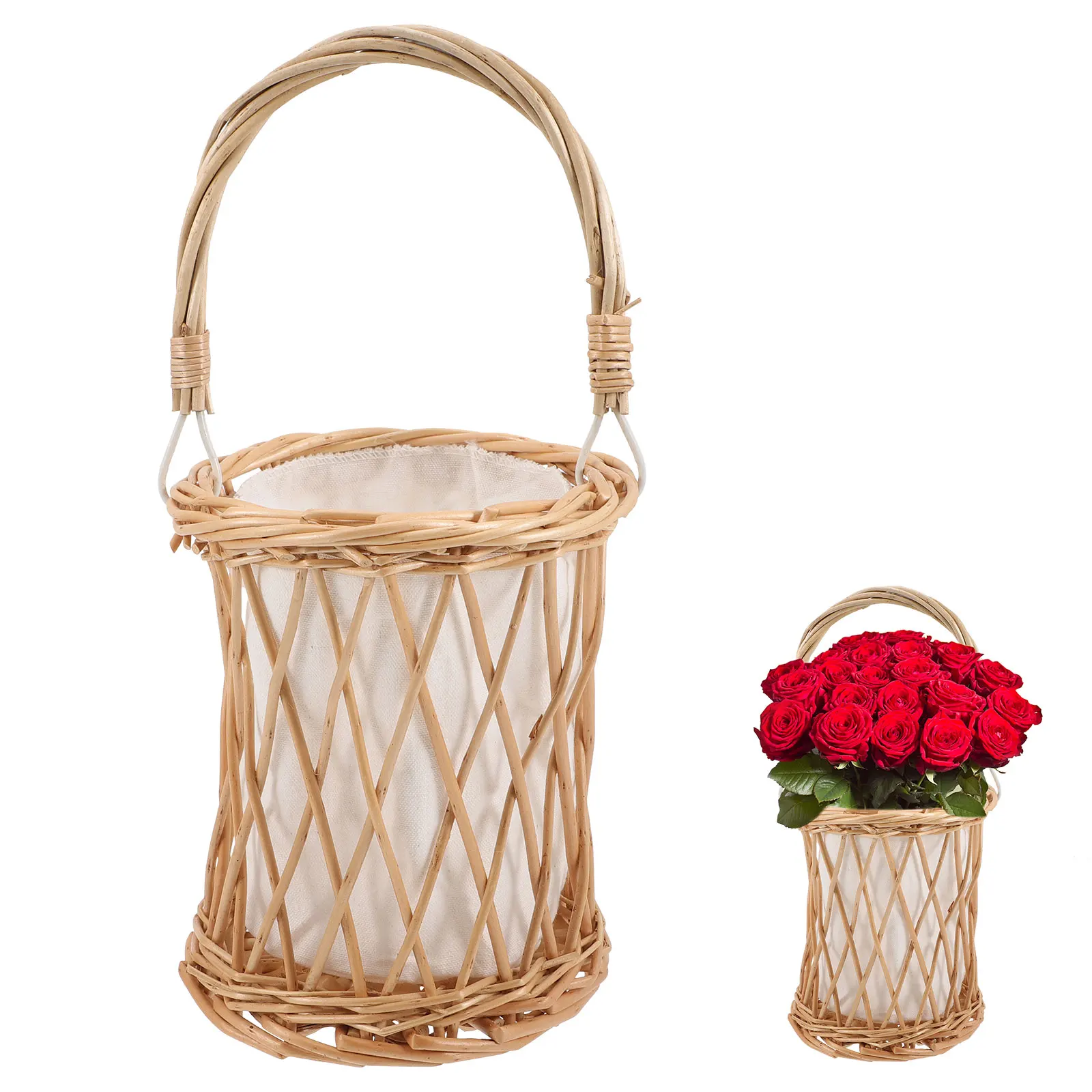 

Rattan Flower Woven Storage Baskets Decorative Hanging Wall Mounted Floral Woven Basket For Storage Planter Pot