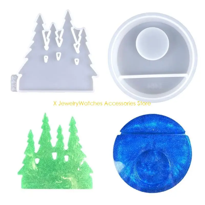 

31KD 3D Candlestick Silicone Mold Rabbit/Pine Forests Shaped Stand Molds Gypsum Holder Mould Home Decorations
