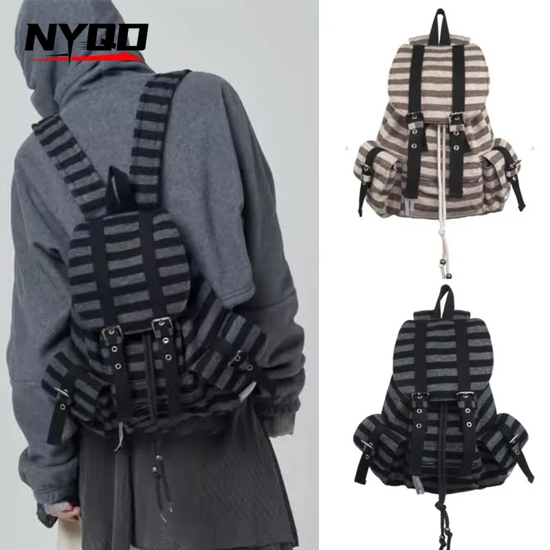 Sacs à dos rayés décontractés pour femmes, sac d'école de grande capacité, sacs polyvalents pour femmes, Y2k