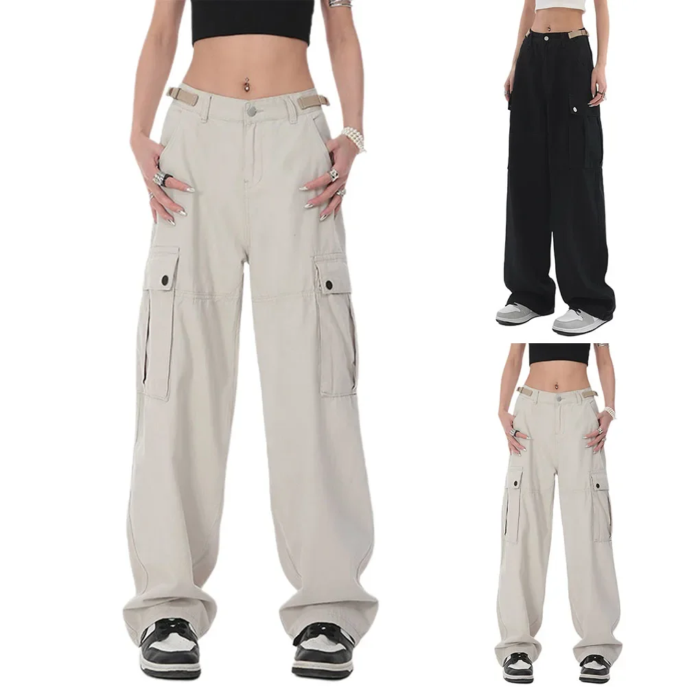 Streetwear Casual Cargo กางเกงผู้หญิงใหม่กางเกงฤดูร้อนบางตรงกางเกงแฟชั่น Casual กระเป๋า Pantalon Femme