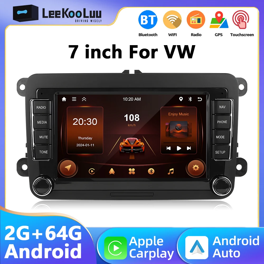 LeeKooLuu autoradio lettore multimediale Android GPS WiFi Carplay per VW Volkswagen Skoda Octavia golf 5 6 touran passat polo Jetta