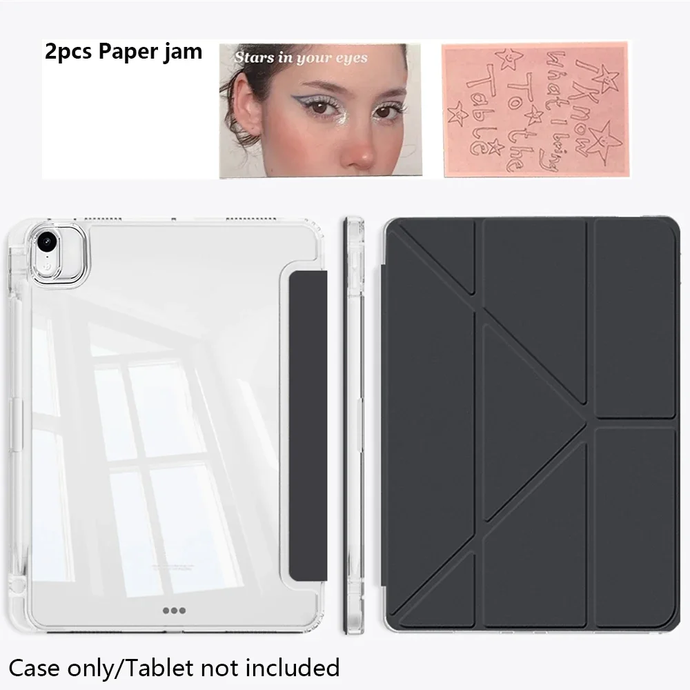 

case for iPad (A16) 11th/10th Gen Case with Pencil Holder, Y-fold Stand Case, Clear Hard PC Back Shell & TPU Shockproof Frame