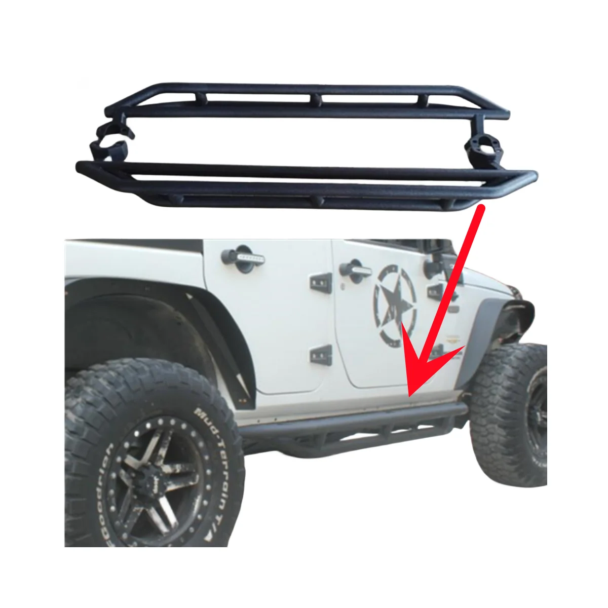 4 Door Running Board Side Steps Bars Scuff Plate Steel For Jeep Wrangler JK 2007-2017 J47 LantSun