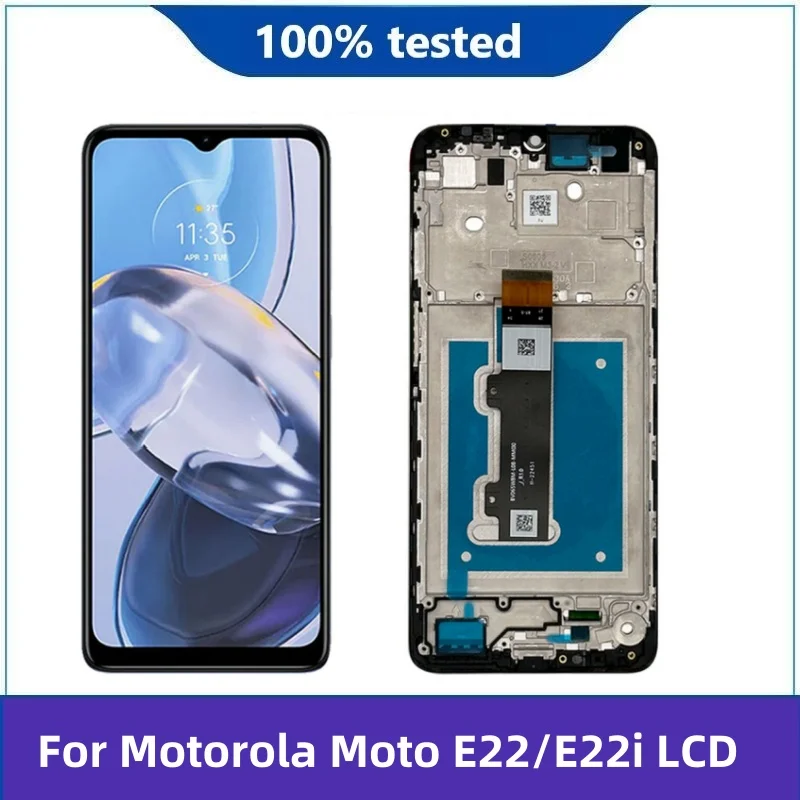 6.5“ IPS For Motorola Moto E22 LCD Display Screen Sensor Panel Digiziter Assembly For Motorola Moto E22i LCD With Frame