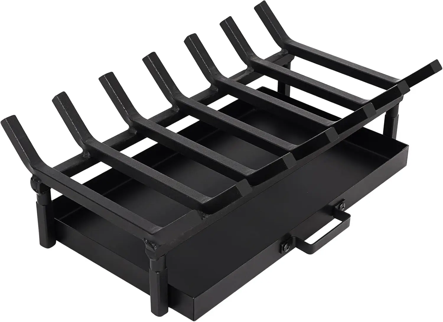 

Heavy Duty Cast Iron Fireplace Grate with Ash Pan and Handle, Easy Assembly for Indoor Outdoor Firepit (20 inch)