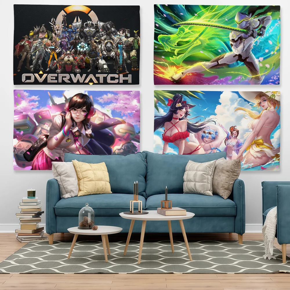 Game O-Overwatch Flag Tapestry Outdoor Party Bedroom Living Room Dormitory Decorative Themed Wall Hanging Banner Gift