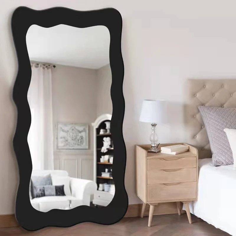 Vintage Makeup Mirror Black Big Room Floor Asymmetrical Mirror Full Length Irregular Espejos Decorativos Aesthetic Room Decor