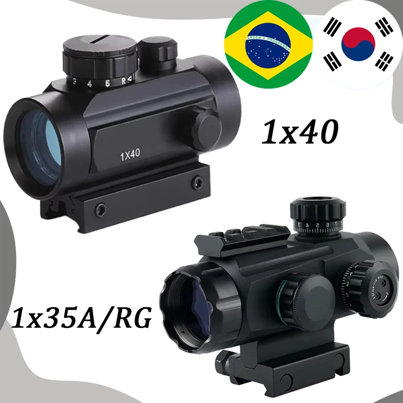 Tactical 1x40 1X35A/RG Red Dot Optical Reflex Sight Illuminated Holographic Compact Riflescope Airsoft Accessoires Fit 20mm Rail